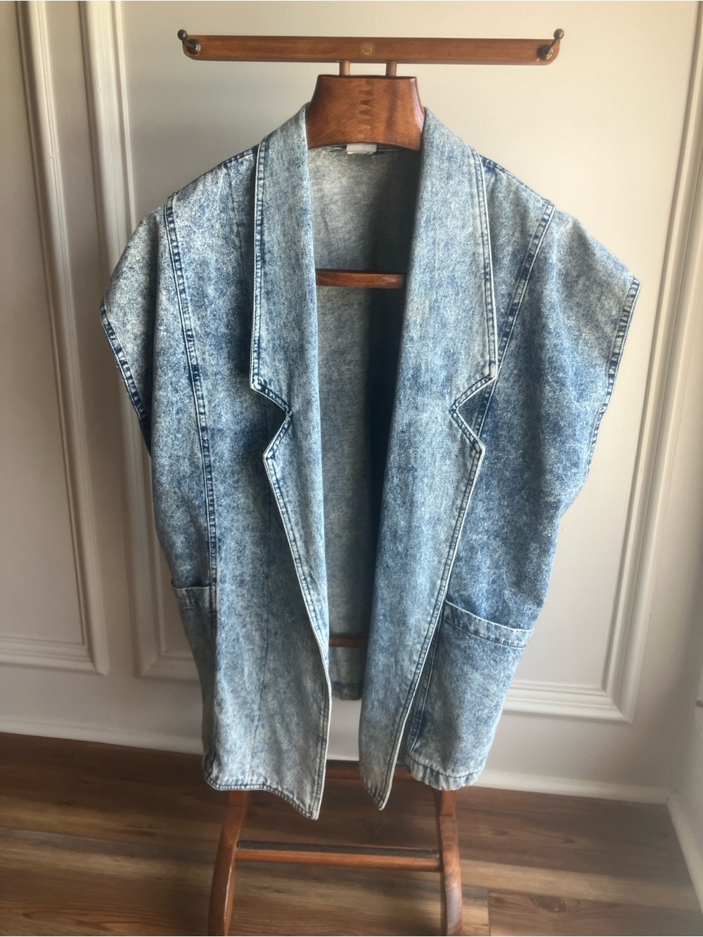Vintage L.A. 405 Acid Wash Denim Open-Front Vest Jacket Oversized 80s/90s